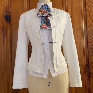 ANN TAYLOR fine Italian fabric jacket white 2